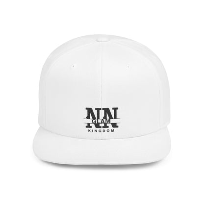 Flat Bill Snapback Hat — Minimal 'NIN GLAM Kingdom' Logo Cap