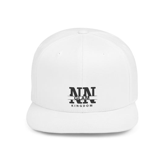 Flat Bill Snapback Hat — Minimal 'NIN GLAM Kingdom' Logo Cap