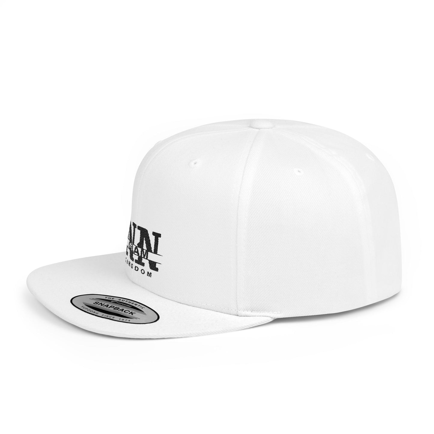 Flat Bill Snapback Hat — Minimal 'NIN GLAM Kingdom' Logo Cap