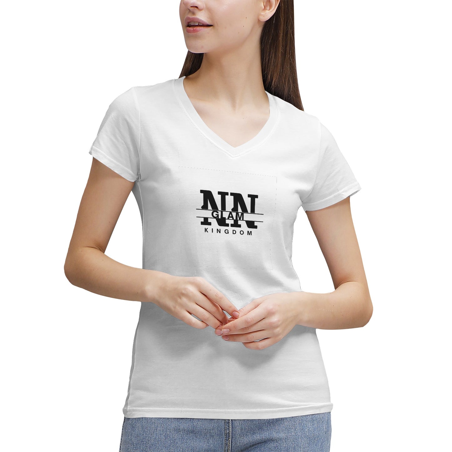 Women's NN Glam Kingdom Logo V-Neck T-Shirt