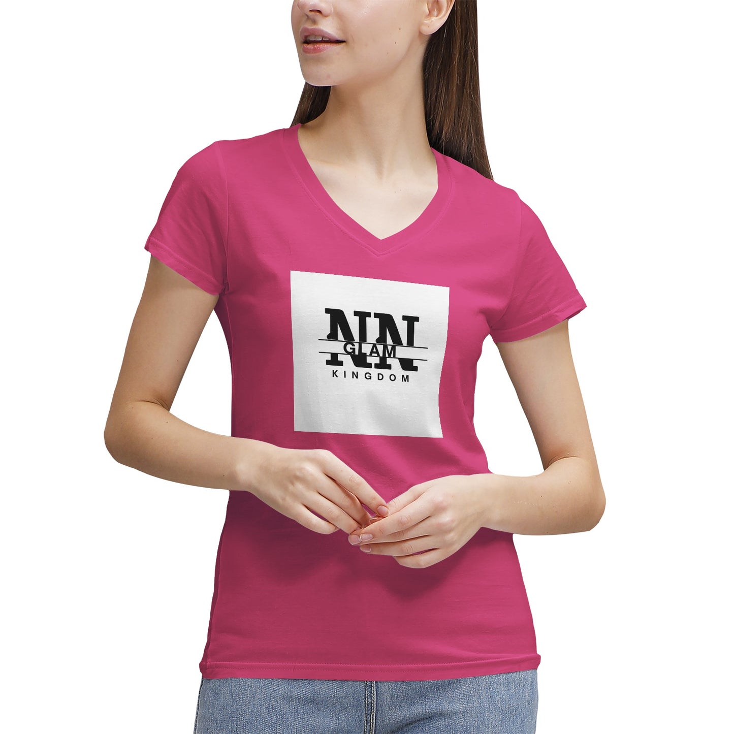 Women's NN Glam Kingdom Logo V-Neck T-Shirt