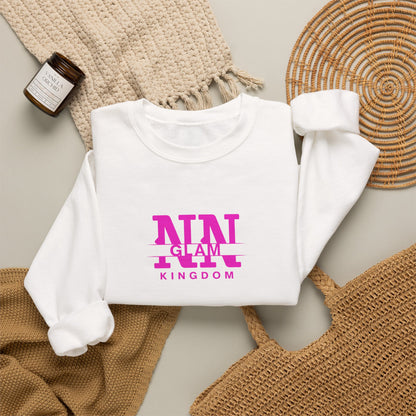 Glam Kingdom Crewneck Sweatshirt — Pink Logo Casual Pullover