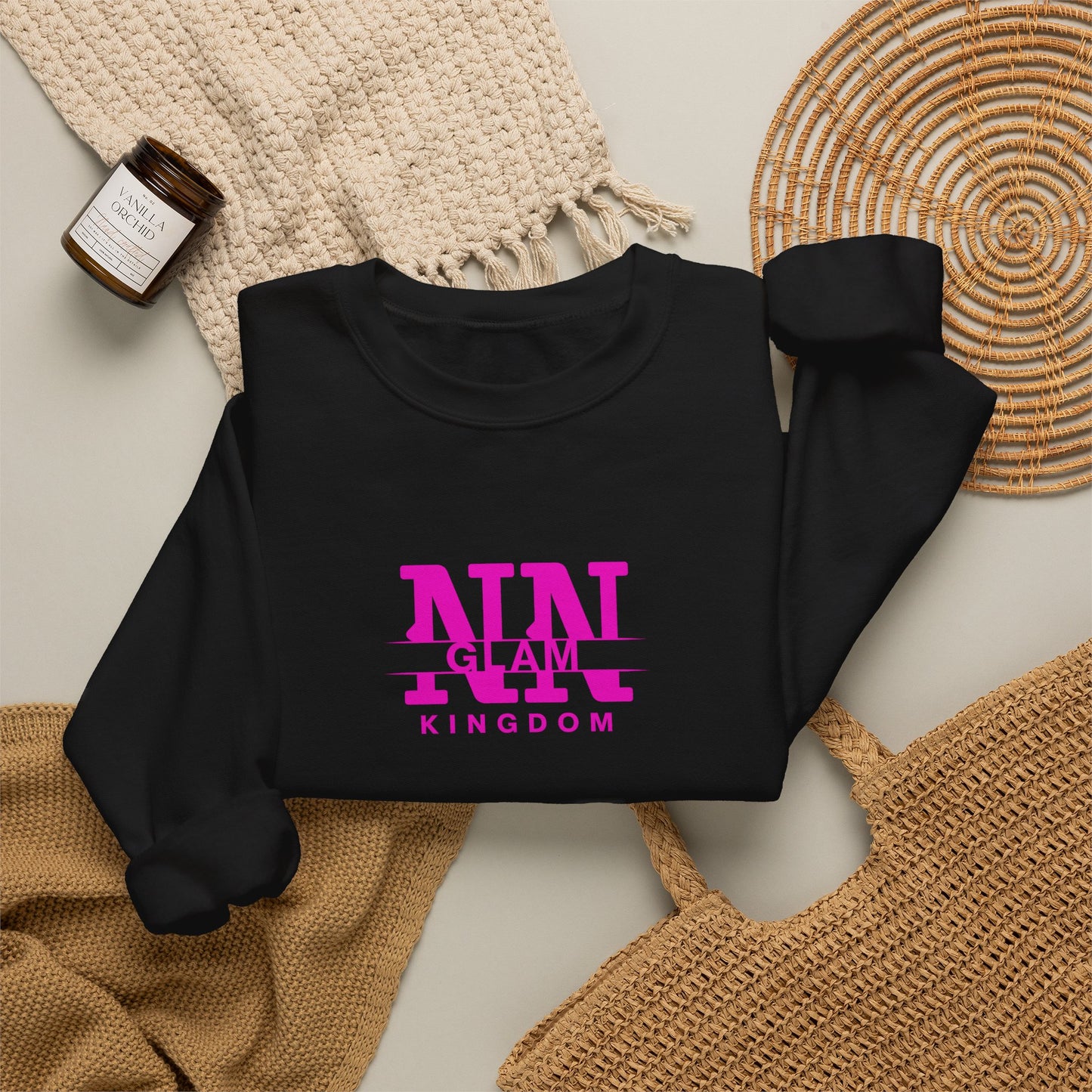 Glam Kingdom Crewneck Sweatshirt — Pink Logo Casual Pullover