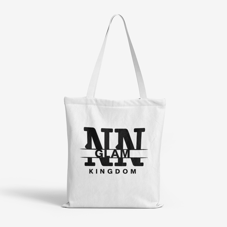 NN Glam Kingdom Black Logo Canvas Tote Bag