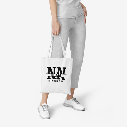 NN Glam Kingdom Black Logo Canvas Tote Bag