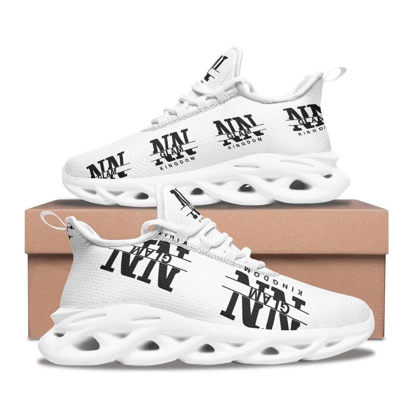 NN Glam Kingdom Mens Black & White Mesh Sneakers