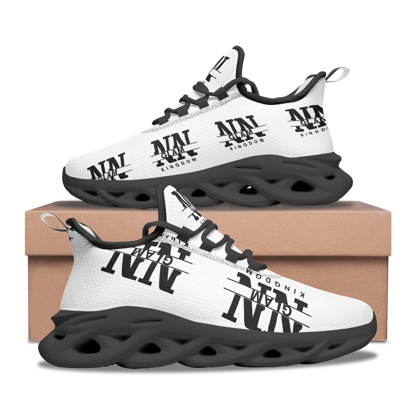 NN Glam Kingdom Mens Black & White Mesh Sneakers