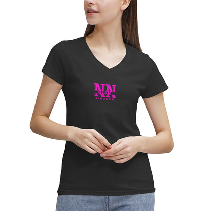 Women's NN Glam Kingdom Pink Logo V-Neck T-Shirt Page title: